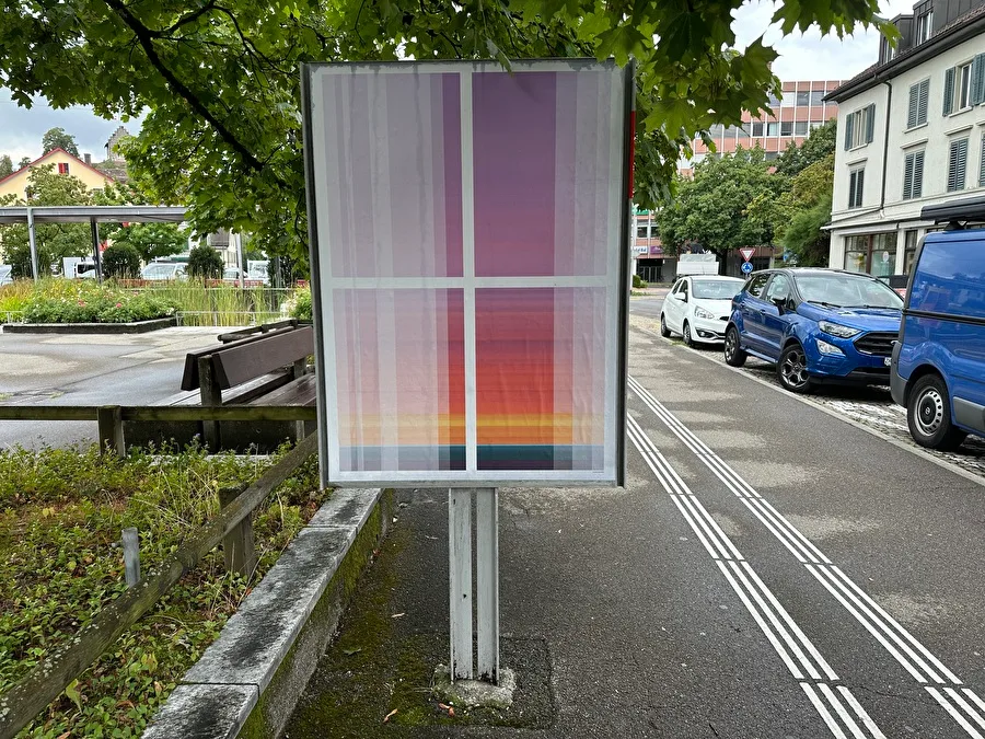 Man sieht ein Kunstwerk als Plakat.